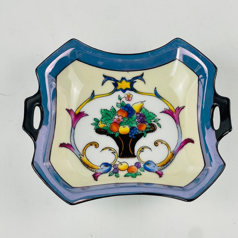 Vintage Noritake Japan Porcelain Fruit Bowl with Fruit Basket / Birds
